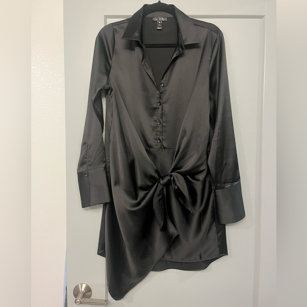 Aqua Black Satin Dress